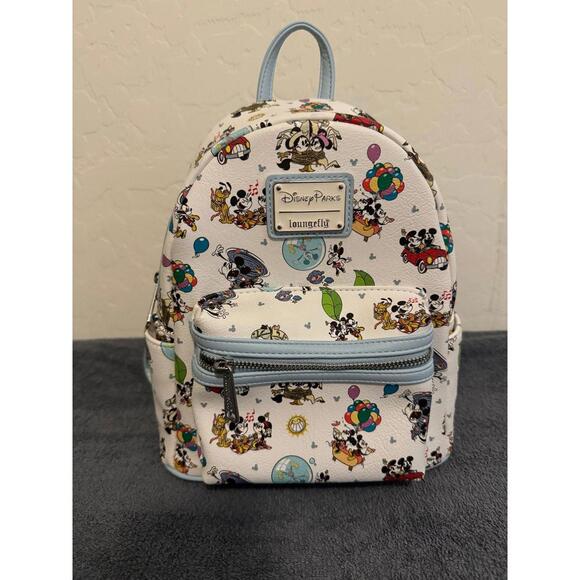Loungefly Disney Parks Mickey AOP Mini Backpack EUC